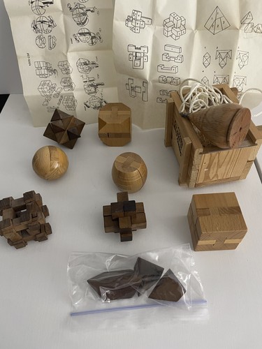 Wooden cube brain teaser - wooden,
